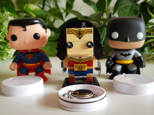 Superman, Batman and Wonder Woman with RuuviTags